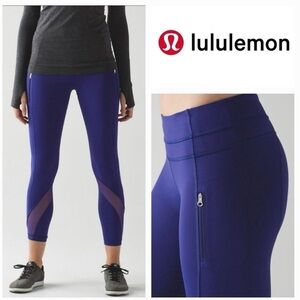LULULEMON Inspire Tight 11 Emperor Blue..Front Zippered Pockets Size:6